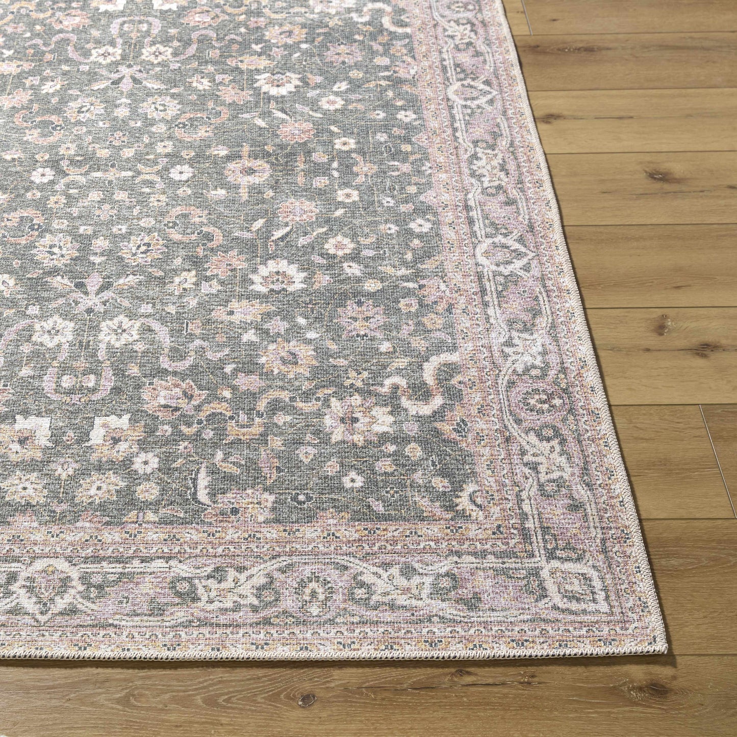 Alyson Vintage Flat Pile Washable Rug