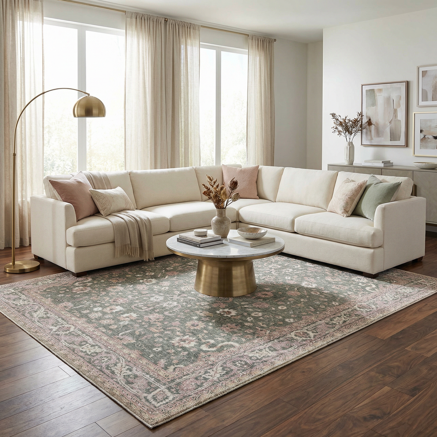 Alyson Vintage Flat Pile Washable Rug
